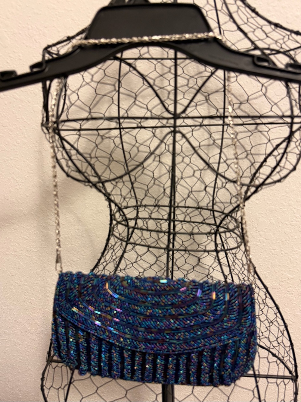 Beaded Evening Clutch - Blue - Picture 1 of 5